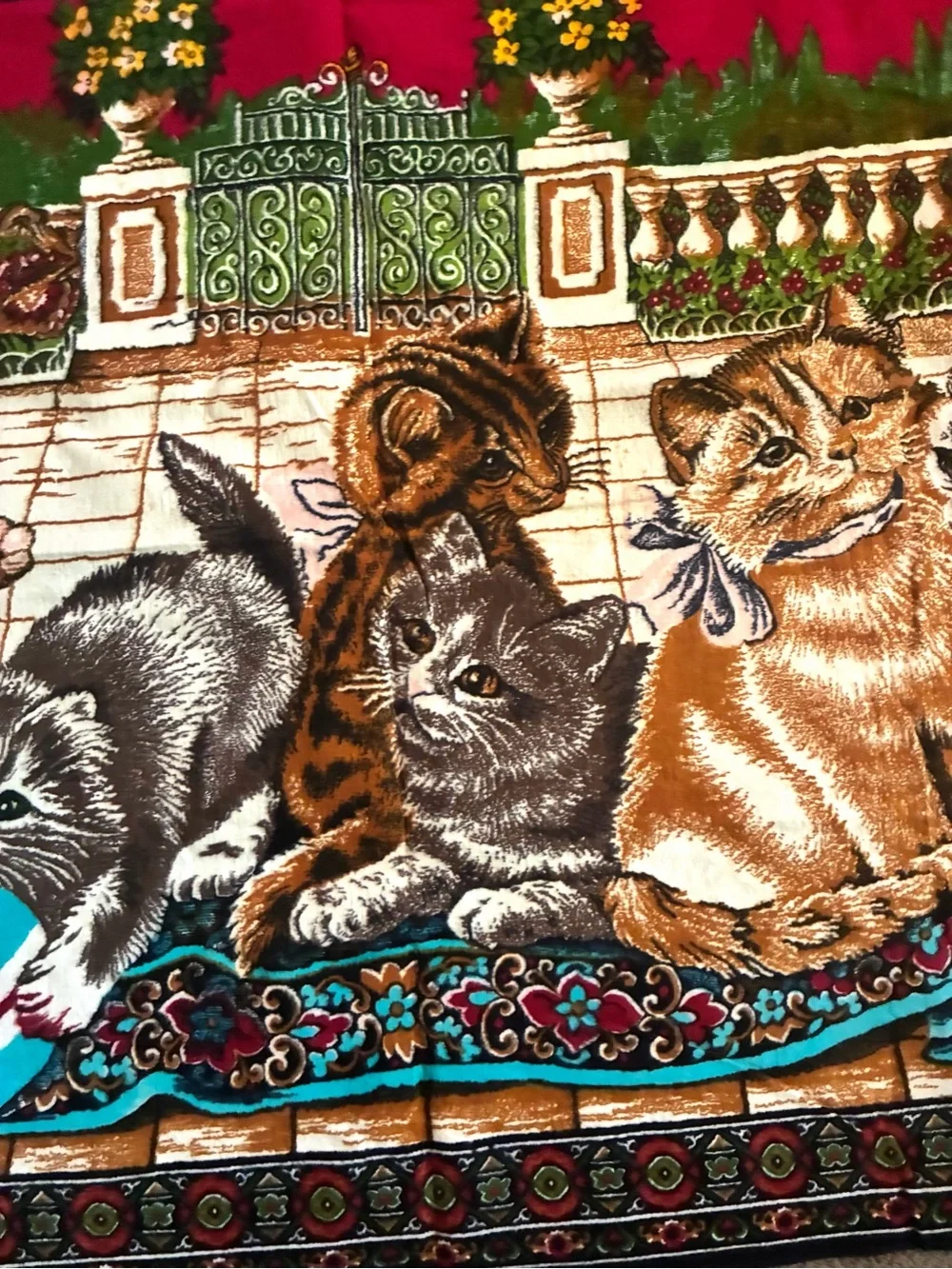 Vintage Kittens Wall Hanging Tapestry 38x55 Cottagecore Cats Decor Large